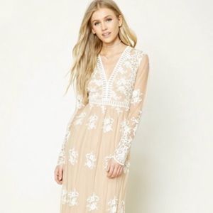 Forever 21 White Embroidered Lace Maxi Dress: NWT